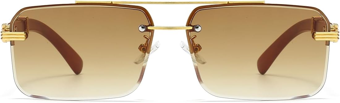 Mens Sunglasses Fashion Rimless Rectangle Sunglasses Square Frameless Sunglasses for Men