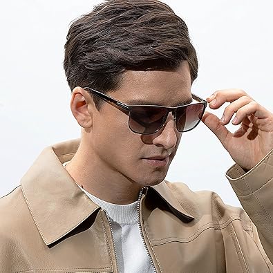 Metal Men's Sunglasses Polarized Retro Elites Style, Durable Al-Mg Large Frame, Driving Golf Glasses