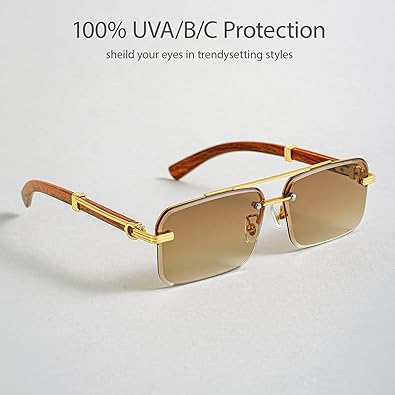 Mens Sunglasses Fashion Rimless Rectangle Sunglasses Square Frameless Sunglasses for Men