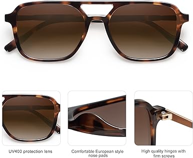 Retro Aviator Sunglasses for Women Men,Trendy Rectangle Womens Mens Shades Sun Glasses