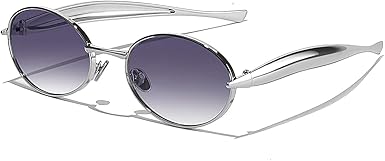 Retro Oval Sunglasses for Women Men - Classic 90s Vintage Trendy Shades with UV400 Protection, Gold Metal Frame