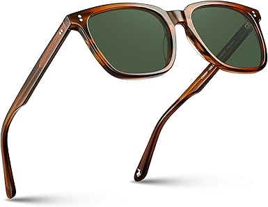 Acetate Polarized Sunglasses for Men UV400 Protection Classic Retro Square Shades Driving Glasses