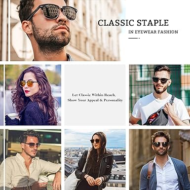 Classic Horn Rimmed Semi Rimless Polarized Sunglasses for Men Women