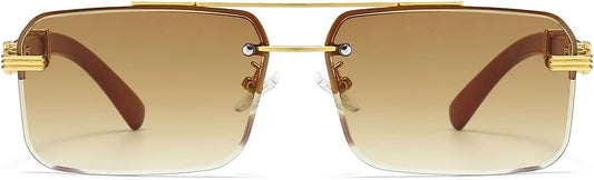Mens Sunglasses Fashion Rimless Rectangle Sunglasses Square Frameless Sunglasses for Men