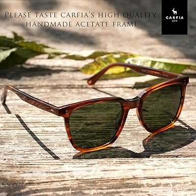 Acetate Polarized Sunglasses for Men UV400 Protection Classic Retro Square Shades Driving Glasses