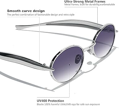 Retro Oval Sunglasses for Women Men - Classic 90s Vintage Trendy Shades with UV400 Protection, Gold Metal Frame