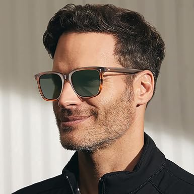 Acetate Polarized Sunglasses for Men UV400 Protection Classic Retro Square Shades Driving Glasses