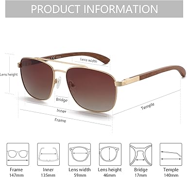 Aviator Wood Polarized Sunglasses for Men 100% UV Protection Fishing Driving Golf