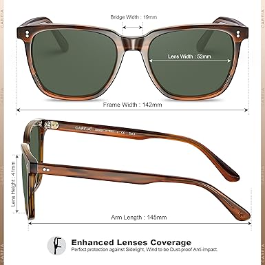 Acetate Polarized Sunglasses for Men UV400 Protection Classic Retro Square Shades Driving Glasses