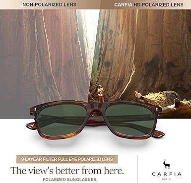 Acetate Polarized Sunglasses for Men UV400 Protection Classic Retro Square Shades Driving Glasses