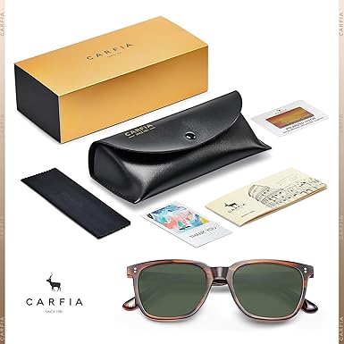 Acetate Polarized Sunglasses for Men UV400 Protection Classic Retro Square Shades Driving Glasses
